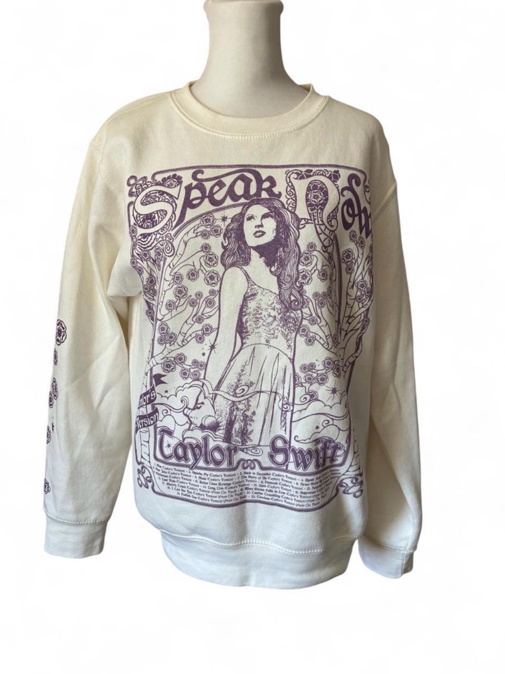 Taylor Swift Speak Now Taylor’s Version Cream Purple Graphic Sweatshirt size XS - Picture 2 of 7